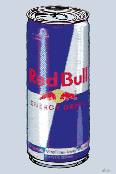 Painting titled "Red Bull Ode To And…" by Tony Rubino, Original Artwork, Acrylic Mounted on Wood Stretcher frame