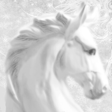 "White Winter Horse" başlıklı Tablo Tony Rubino tarafından, Orijinal sanat, Akrilik Ahşap Sedye çerçevesi üzerine monte edil…