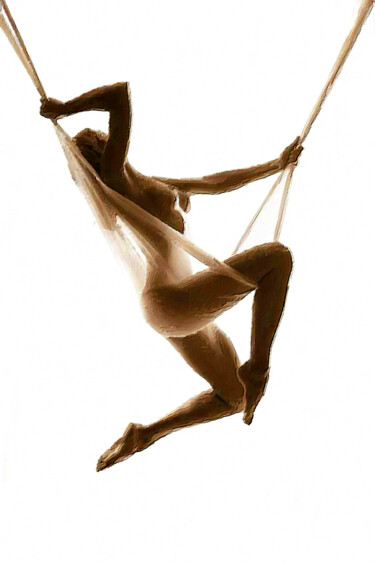 Ζωγραφική με τίτλο "Nude Woman Suspende…" από Tony Rubino, Αυθεντικά έργα τέχνης, Ακρυλικό Τοποθετήθηκε στο Ξύλινο φορείο σκ…