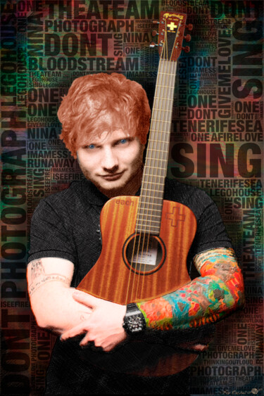 Painting titled "Ed Sheeran and Song…" by Tony Rubino, Original Artwork, Acrylic Mounted on Wood Stretcher frame