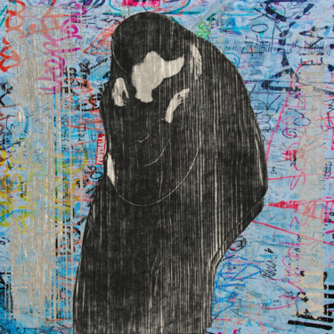 Картина под названием "The Kiss Munch Graf…" - Tony Rubino, Подлинное произведение искусства, Акрил Установлен на Деревянная…