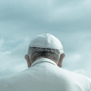 Картина под названием "Pope Francis In Cro…" - Tony Rubino, Подлинное произведение искусства, Акрил Установлен на Деревянная…
