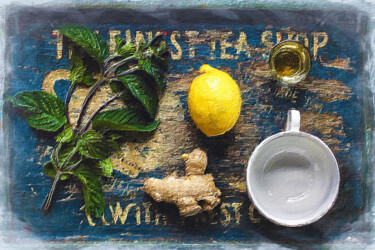 Peinture intitulée "Tea Tray Chef Kitch…" par Tony Rubino, Œuvre d'art originale, Acrylique Monté sur Châssis en bois
