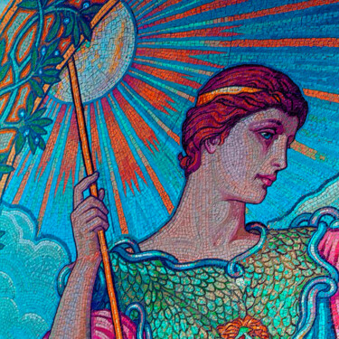 Картина под названием "Minerva Goddess Of…" - Tony Rubino, Подлинное произведение искусства, Акрил Установлен на Деревянная…