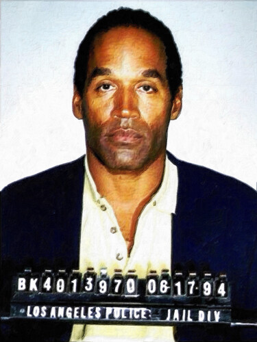 Painting titled "OJ Simpson Mug Shot…" by Tony Rubino, Original Artwork, Acrylic Mounted on Wood Stretcher frame