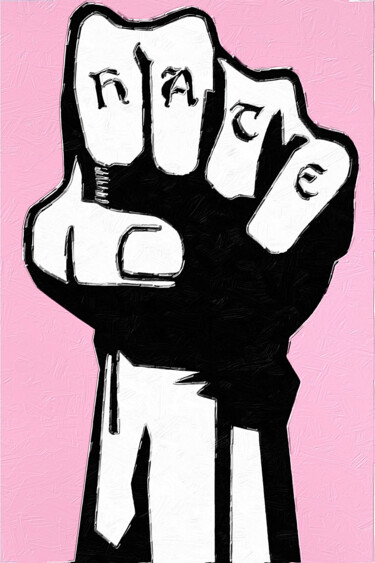 Pintura titulada "Love Hate Fist Salu…" por Tony Rubino, Obra de arte original, Acrílico Montado en Bastidor de camilla de m…