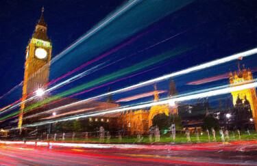 Картина под названием "Speeding British En…" - Tony Rubino, Подлинное произведение искусства, Акрил Установлен на Деревянная…