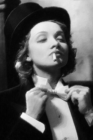 Peinture intitulée "Marlene Dietrich" par Tony Rubino, Œuvre d'art originale, Acrylique Monté sur Châssis en bois