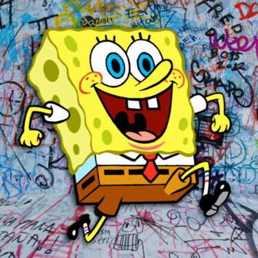 Colagens intitulada "SpongeBob SquarePan…" por Tony Rubino, Obras de arte originais, Acrílico Montado em Armação em madeira