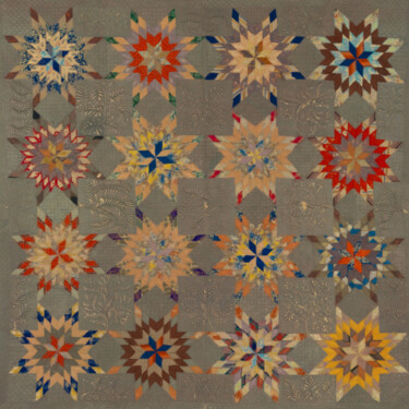Colagens intitulada "Abstract Quilt" por Tony Rubino, Obras de arte originais, Colagens Montado em Armação em madeira