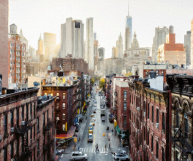 "New York City Skyli…" başlıklı Dijital Sanat Tony Rubino tarafından, Orijinal sanat, Dijital Resim Ahşap Sedye çerçevesi üz…