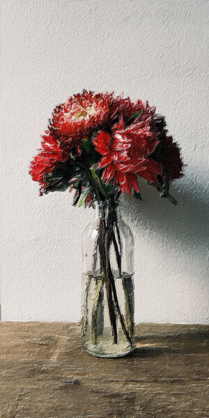 "Red Pink Flower Vas…" başlıklı Tablo Tony Rubino tarafından, Orijinal sanat, Akrilik Ahşap Sedye çerçevesi üzerine monte ed…