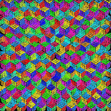 「Rubik's Cube Abstra…」というタイトルの絵画 Tony Rubinoによって, オリジナルのアートワーク, アクリル ウッドストレッチャーフレームにマウント