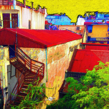 Картина под названием "Vietnam Back alley…" - Tony Rubino, Подлинное произведение искусства, Акрил Установлен на Деревянная…