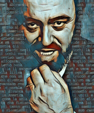 "Luciano Pavarotti P…" başlıklı Tablo Tony Rubino tarafından, Orijinal sanat, Akrilik Ahşap Sedye çerçevesi üzerine monte ed…