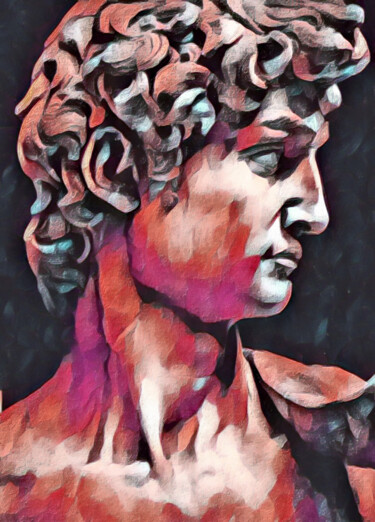 Malarstwo zatytułowany „David Michelangelo…” autorstwa Tony Rubino, Oryginalna praca, Akryl Zamontowany na Drewniana rama no…