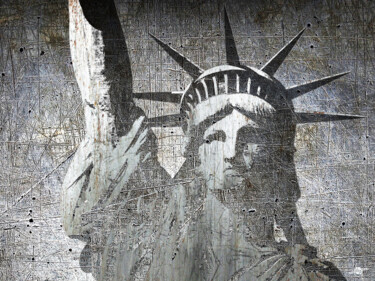 Peinture intitulée "Silver Lady Liberty" par Tony Rubino, Œuvre d'art originale, Acrylique Monté sur Châssis en bois
