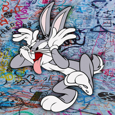 Malerei mit dem Titel "Bugs Bunny Pop Art…" von Tony Rubino, Original-Kunstwerk, Acryl Auf Keilrahmen aus Holz montiert