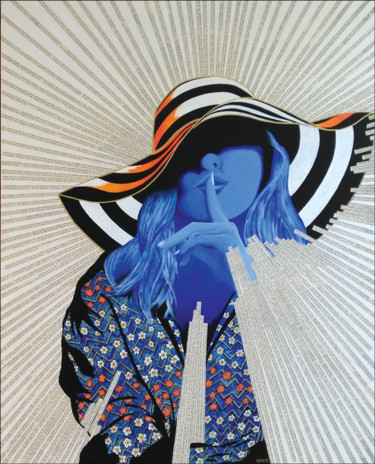 Peinture intitulée "Femme au chapeau" par Tony ®, Œuvre d'art originale, Acrylique