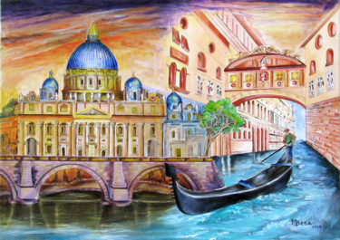 Malarstwo zatytułowany „Vatican and Grand C…” autorstwa Miriam Besa, Oryginalna praca, Olej