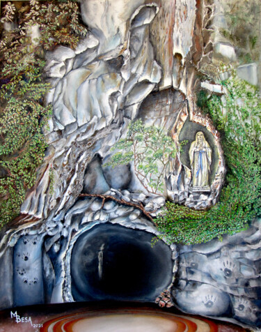 Malerei mit dem Titel "Our Lady of Lourdes…" von Miriam Besa, Original-Kunstwerk, Öl