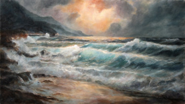 「Sea & Waves」というタイトルの絵画 Darko Topalskiによって, オリジナルのアートワーク, オイル