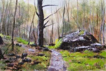 Pittura intitolato "Forest Path" da Darko Topalski, Opera d'arte originale, Olio Montato su Altro pannello rigido