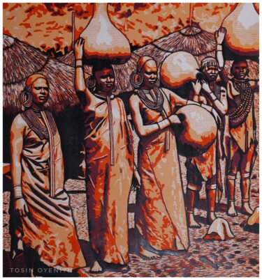 "CALL to ORDER" başlıklı Baskıresim Tosin Oyeniyi tarafından, Orijinal sanat, Linocut