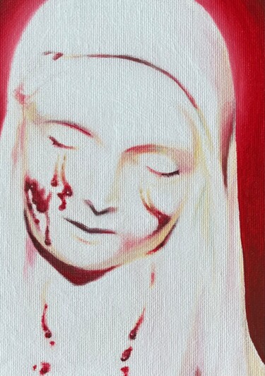 Painting titled "La Madonna piange s…" by Toso Il, Original Artwork, Oil
