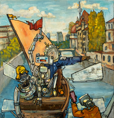 Peinture intitulée "Travel in Berlin" par Tot_chuvak, Œuvre d'art originale, Huile Monté sur Châssis en bois