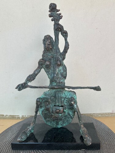 Painting titled "Cellist" by Erno Toth, Original Artwork, Bronze