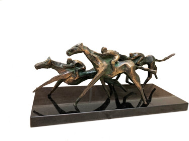 Skulptur mit dem Titel "Horse race" von Kristof Toth, Original-Kunstwerk, Bronze