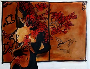 Painting titled "Ocells" by Cesar Aguilar (Raçe), Original Artwork, Acrylic