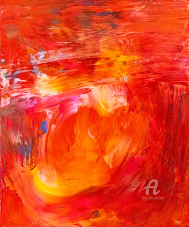 Painting titled "Red of Time" by Tran Tuan, Original Artwork, Acrylic