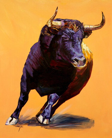 「Bull | Taurus | Yea…」というタイトルの絵画 Trayko Popovによって, オリジナルのアートワーク, アクリル