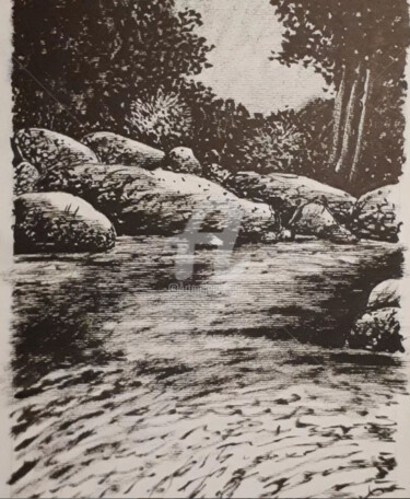 「Revenir à la source」というタイトルの描画 Tristan Ligenによって, オリジナルのアートワーク, インク