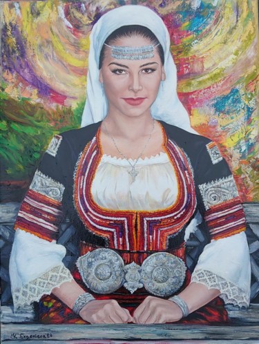「Traditional Bulgari…」というタイトルの絵画 Katerina Evgenievaによって, オリジナルのアートワーク, オイル