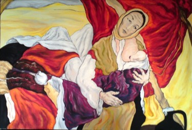 Painting titled "peasant Madonna" by Katerina Evgenieva, Original Artwork