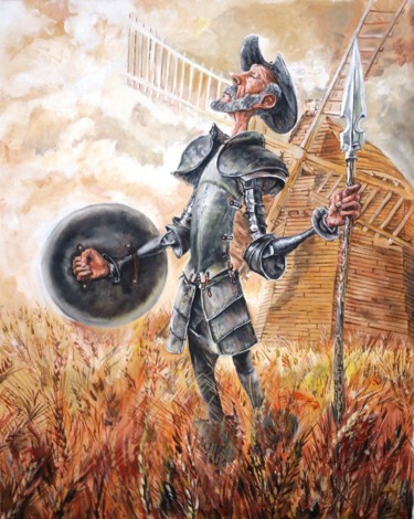 Pittura intitolato "don Quixote" da Katerina Evgenieva, Opera d'arte originale, Olio