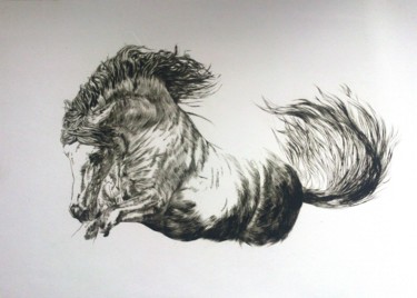 Prenten & gravures getiteld "Horse-1 #artistsupp…" door Katerina Evgenieva, Origineel Kunstwerk, Gravure