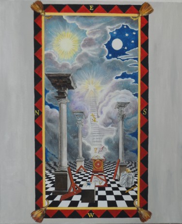 Painting titled "Masonic 2" by Katerina Evgenieva, Original Artwork, Oil