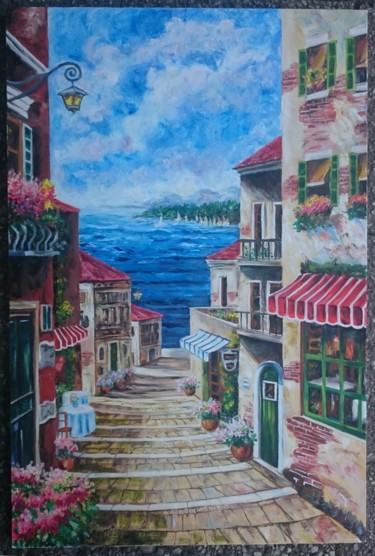 Peinture intitulée "French-reviera" par Katerina Evgenieva, Œuvre d'art originale, Huile