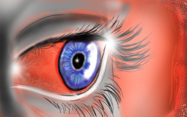 Arte digitale intitolato "Red Blue Eye" da Matthias Lietz, Opera d'arte originale, Pittura digitale
