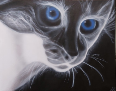 Malerei mit dem Titel "Spacecats" von Matthias Lietz, Original-Kunstwerk, Airbrush