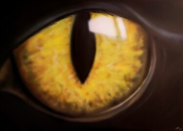 Painting titled "Yellow Eye" by Matthias Lietz, Original Artwork, Airbrush