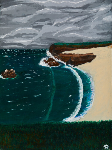 Ζωγραφική με τίτλο "Seaside Gray Day" από Troy Wilson-Ripsom, Αυθεντικά έργα τέχνης, Ακρυλικό Τοποθετήθηκε στο Ξύλινο φορείο…