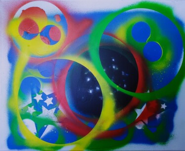 Schilderij getiteld "Chaos and Color" door Troy Wilson-Ripsom, Origineel Kunstwerk, Acryl Gemonteerd op Frame voor houten br…