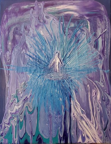 「Spiritual」というタイトルの絵画 Troy Wilson-Ripsomによって, オリジナルのアートワーク, アクリル ウッドストレッチャーフレームにマウント