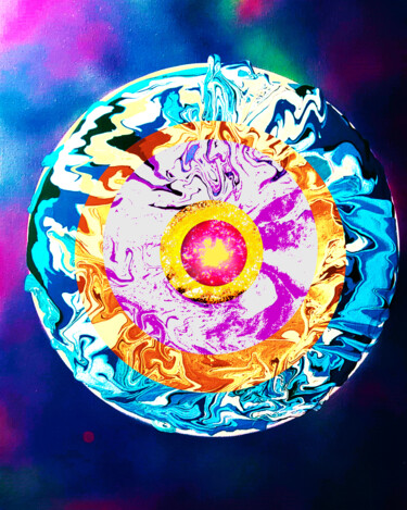 Digitale Kunst mit dem Titel "Ball Burst - Blue B…" von Troy Wilson-Ripsom, Original-Kunstwerk, Digitale Collage