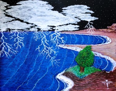 Painting titled "Stormfront" by Troy Wilson-Ripsom, Original Artwork, Acrylic Mounted on Cardboard